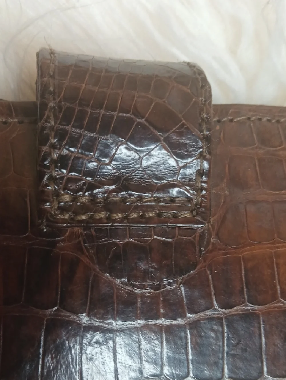 Brown Croc-Embossed Leather Tablet Sleeve or Document Holder